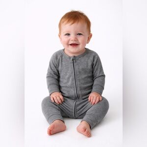 Little Sleepies Heather Gray Bamboo Zippy - Size 6-12 Months